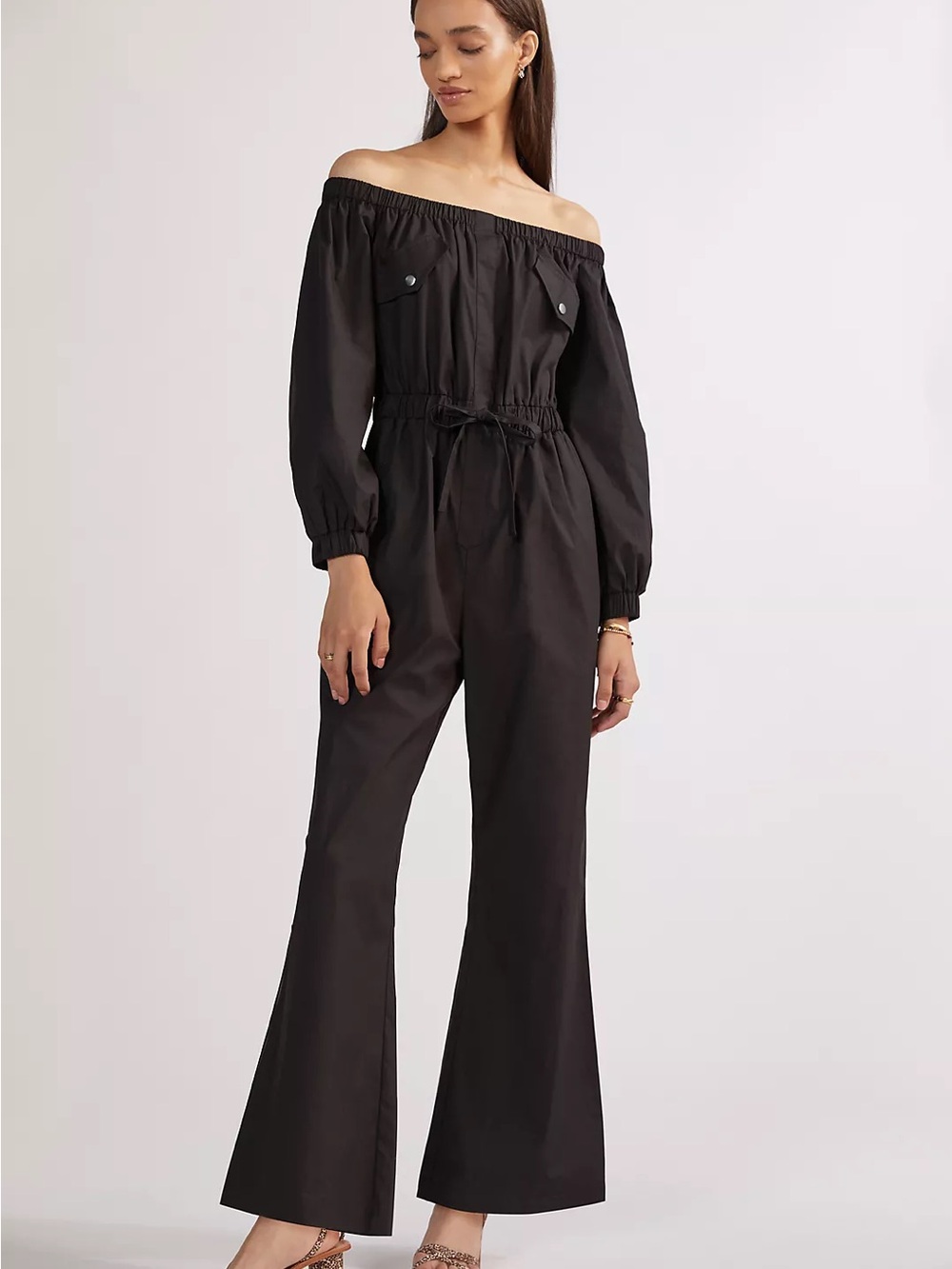 Anthropologie x Mare Mare off the shoulder jumpsuit - Black 💜
